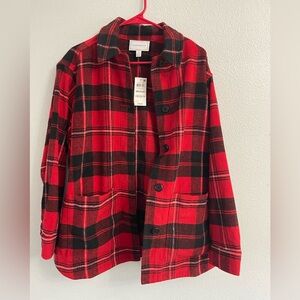 Charter Club Plaid Shirt Red and Black Jacket Shacket Size Medium